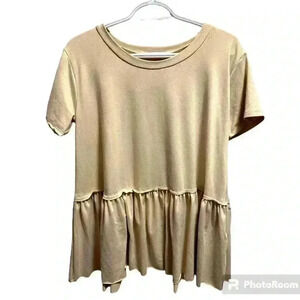 Entro oversized T-shirt  Peblum Top in tan Size Medium Women’s